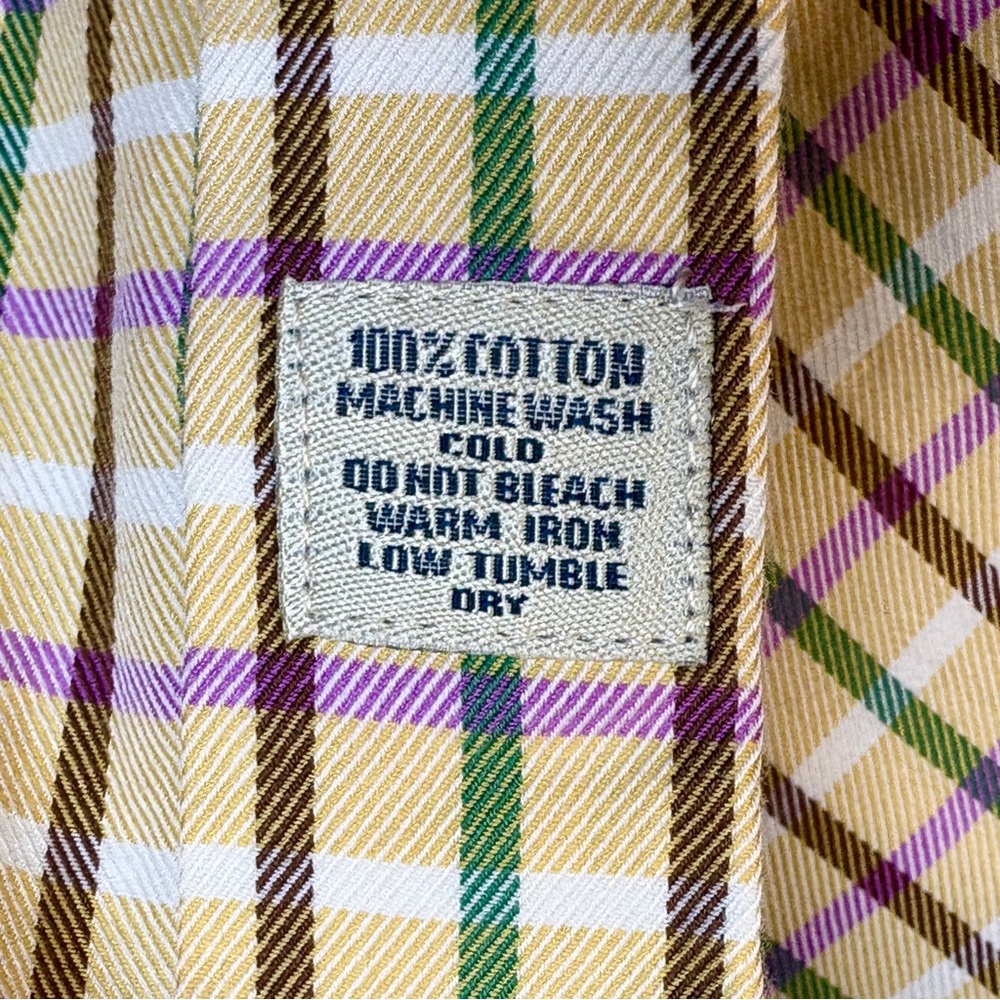 Peter Millar Tan Purple Plaid Shirt Size 2XL L/S Button Down Collar Casual Brown - Picture 9 of 12